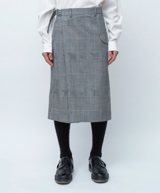 WRAP ASYMMETRY SHORTS RANDAM GLEN CHECK 詳細画像