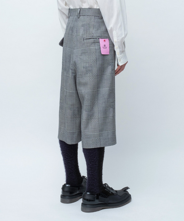 WRAP ASYMMETRY SHORTS RANDAM GLEN CHECK 詳細画像 NAVY 4
