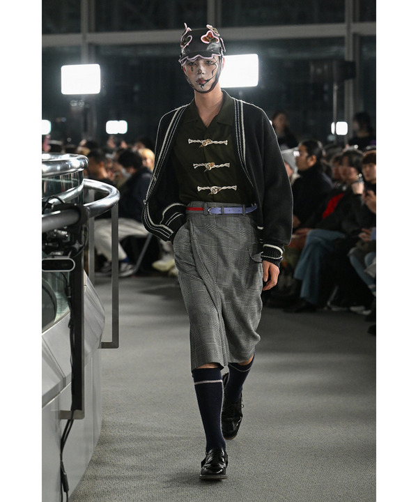 WRAP ASYMMETRY SHORTS RANDAM GLEN CHECK 詳細画像 GRAY 12