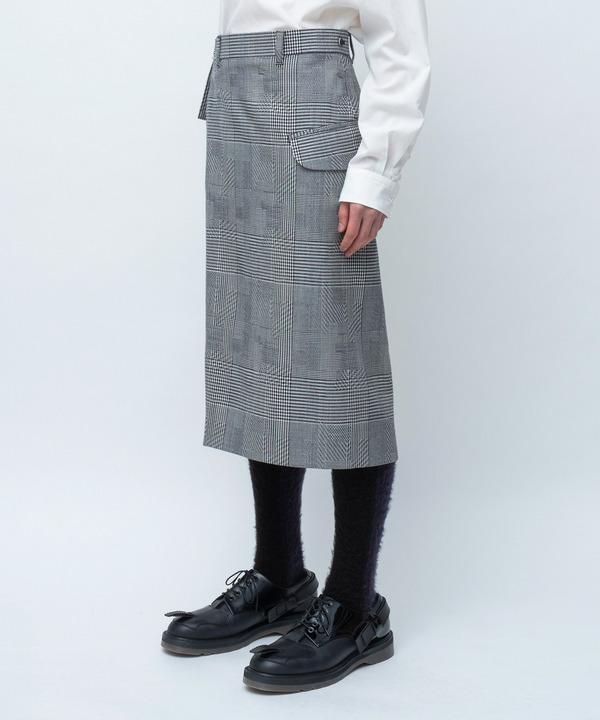 WRAP ASYMMETRY SHORTS RANDAM GLEN CHECK 詳細画像 GRAY 2
