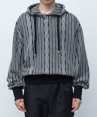 ROPE KNITTING JACQUARD SWEAT HOODIE