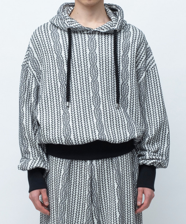 ROPE KNITTING JACQUARD SWEAT HOODIE 詳細画像 WHITE 1