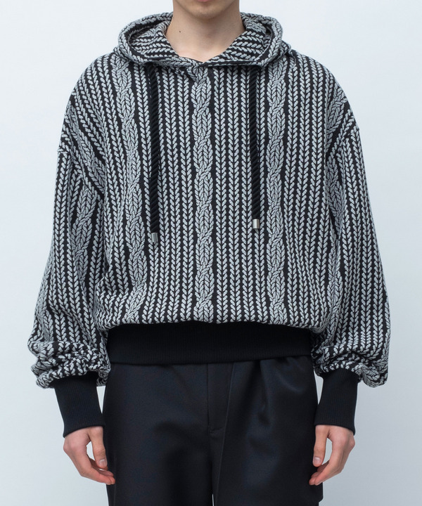 ROPE KNITTING JACQUARD SWEAT HOODIE 詳細画像 WHITE 4