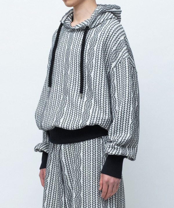 ROPE KNITTING JACQUARD SWEAT HOODIE 詳細画像 BLACK 3