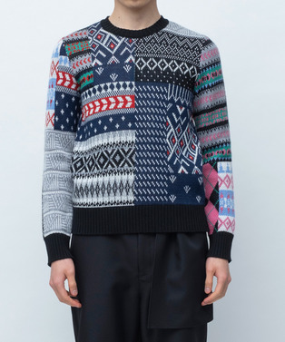 KNIT PATCHWORK JACQUARD PULLOVER