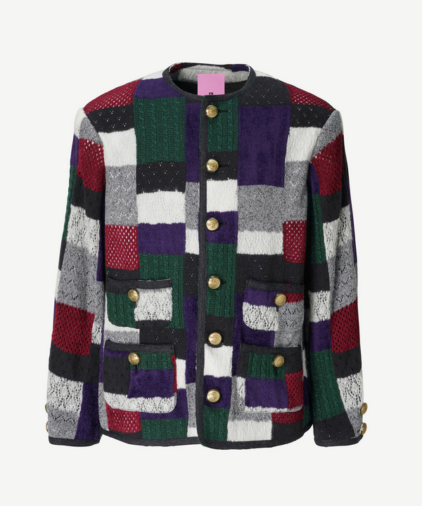 HARUKAHARU PATCHWORK KNIT JACKET 詳細画像 GRAY 8