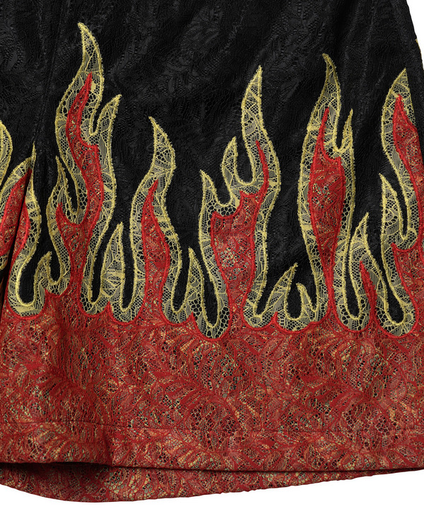 PATCHWORK FIRE LACE SHORTS 詳細画像 BLACK 3
