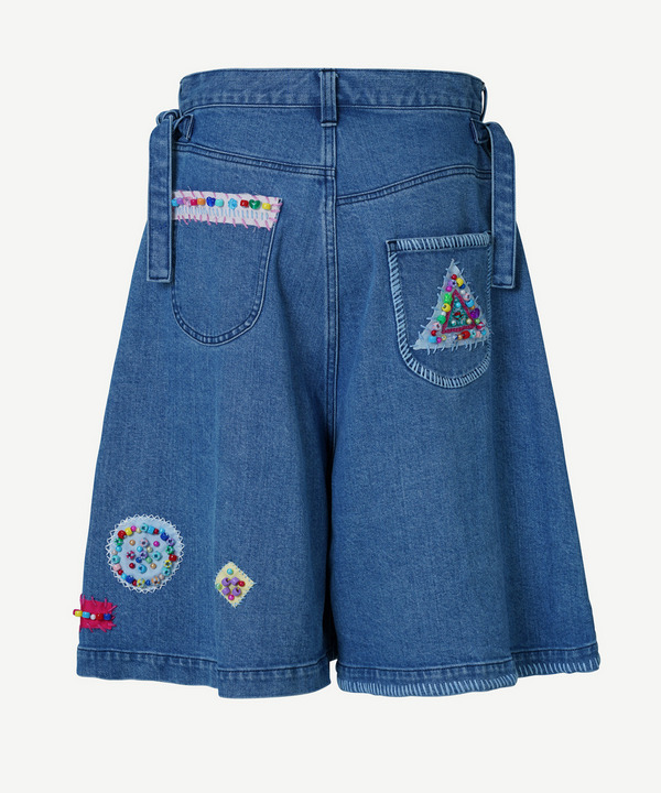 BEADS HAND DRAWING CROPPED DENIM PANTS 詳細画像 L.INDIGO 3