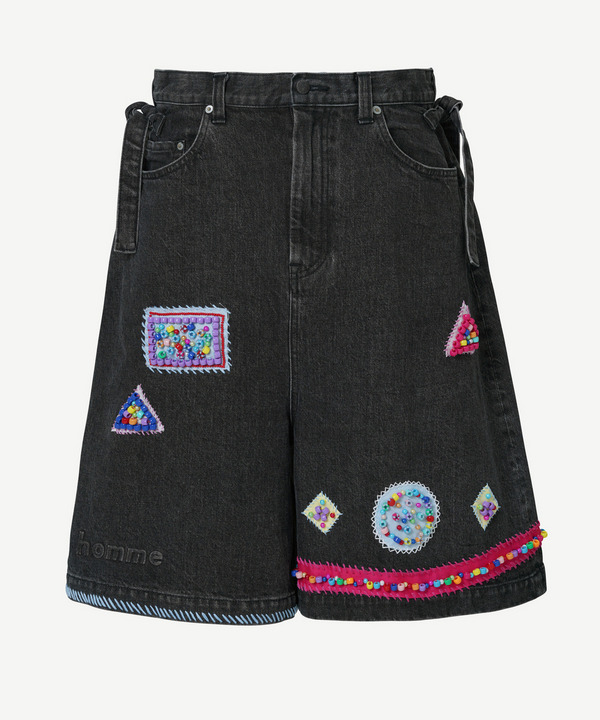 BEADS HAND DRAWING CROPPED DENIM PANTS 詳細画像 L.INDIGO 4