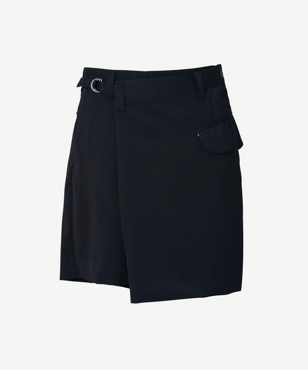 WRAP ASYMMETRY MINI SHORT PANTS 詳細画像 BLACK 1