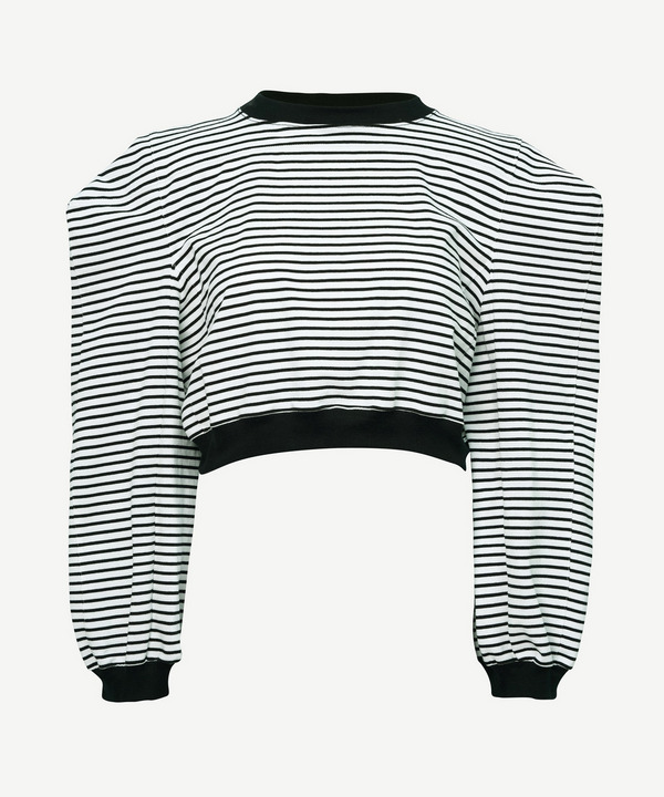 BOX LONG SLEEVE BORDER T-SHIRT 詳細画像 BLACK 1