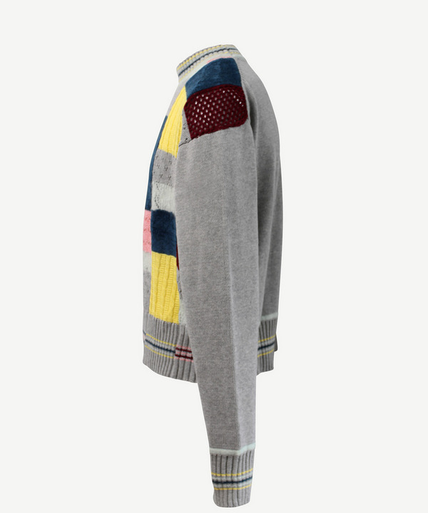 HARUKAHARU PATCHWORK CREW NECK KNIT 詳細画像 GRAY 2