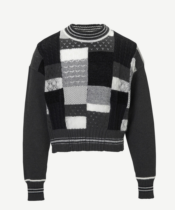 HARUKAHARU PATCHWORK CREW NECK KNIT 詳細画像 BLACK 1