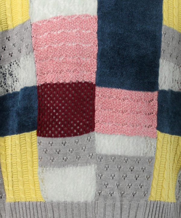 HARUKAHARU PATCHWORK CREW NECK KNIT 詳細画像 BLACK 5