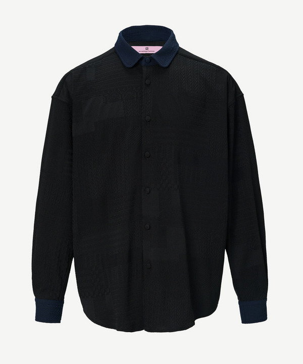 1st anniversary decoration tag jacquard shirt 詳細画像 BLACK 2