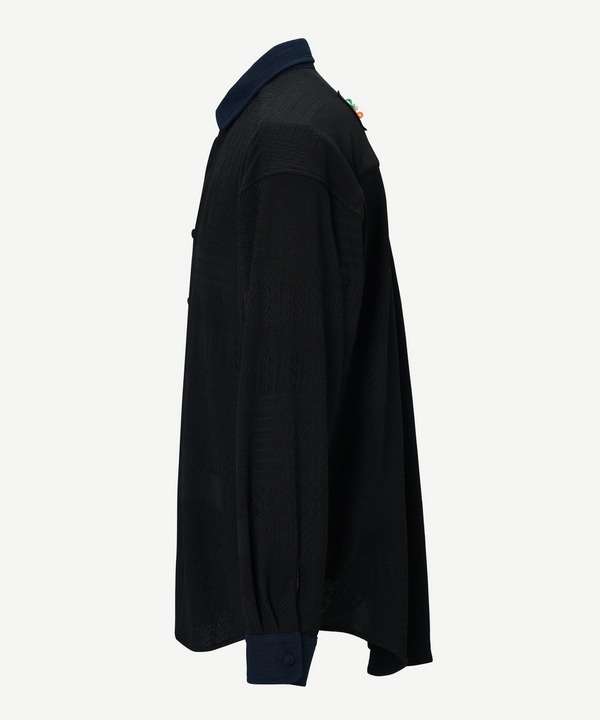 1st anniversary decoration tag jacquard shirt 詳細画像 BLACK 3