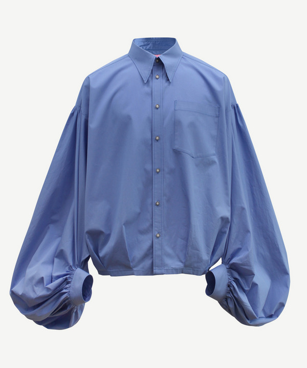 HOMME VOLUME POWER SLEEVE CROPPED SHIRT 詳細画像 BLACK 3